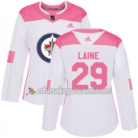 Winnipeg Jets Dresy Patrik Laine 29 Bílá 2017-2018 Adidas Růžová Fashion Authentic - Dámské